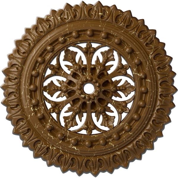Ekena Millwork Sellek Ceiling Medallion (Canopies up to 1 1/8"), 18 1/2"OD x 7/8"ID x 1 1/2"P, Smokey Topaz Crackle CM18SKSTC - main